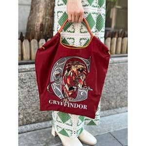Ball & Chain Harry Potter Gryffindor Lion Embroidered Tote Bag Burgundy